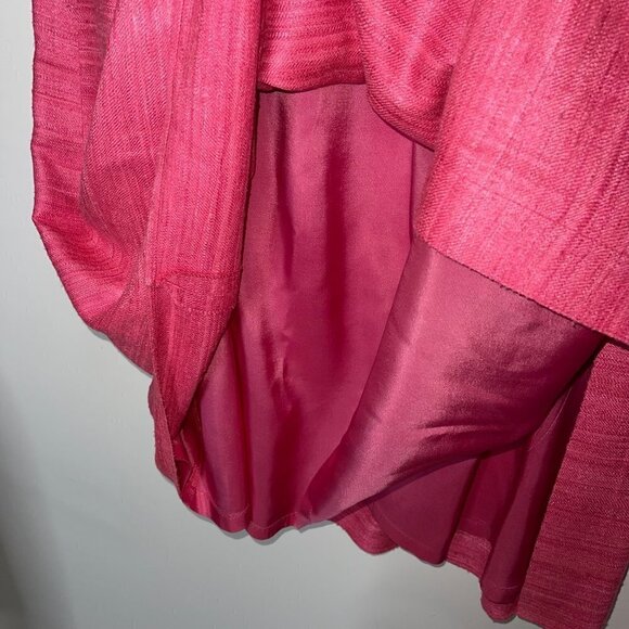 Jaxsport Vintage Womens A Line Midi Skirt Size 12 Pink Pleated Lined Pure Silk - Picture 9 of 13